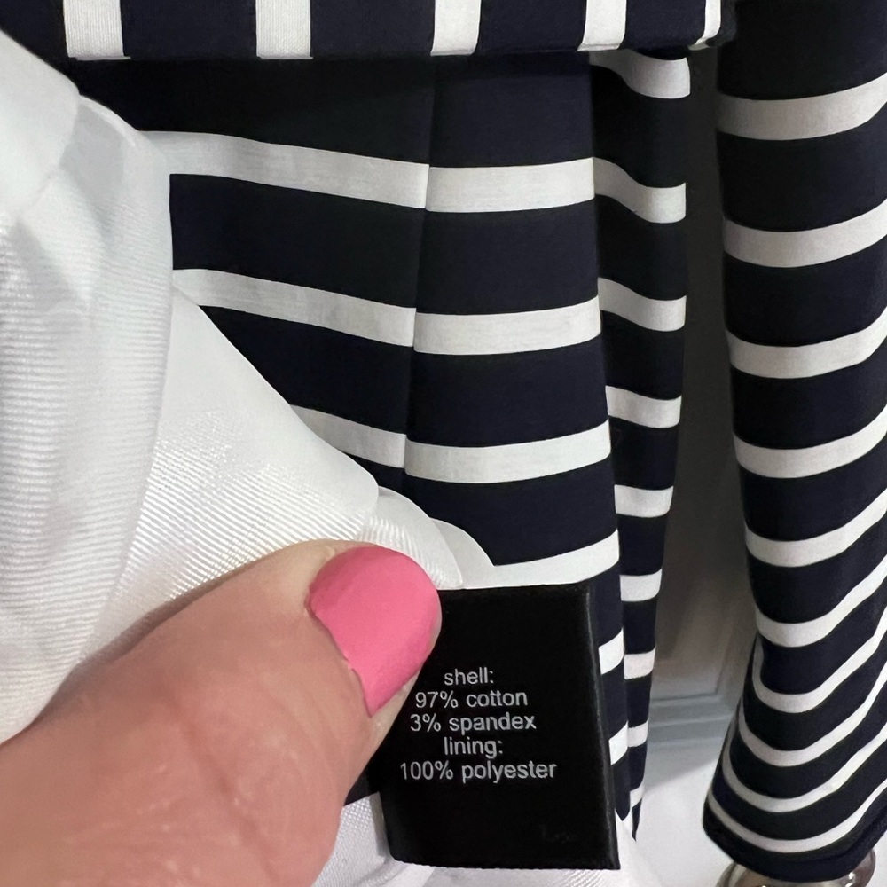 The Limited raincoat navy white striped trench medium lined nautical - Picture 11 of 12
